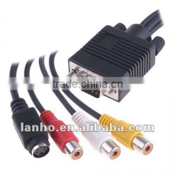 PC To TV VGA to S-Video AV RCA Out Converter Adapter Cable