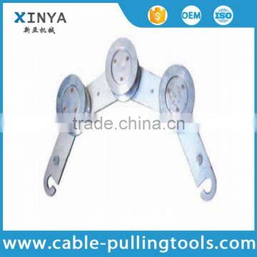 Hook tripe grounding pulley stringing block with aluminous or steel sheave