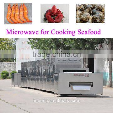 continouous conveyor type microwave oven for cooking shellfish