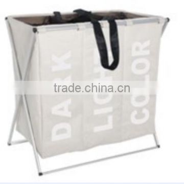 Store More Aluminum Frame 3 Bag Sorter Foldable Laundry Basket