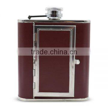 Stainless steel wine bottle , Leather hip flasks