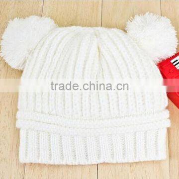 New Korean New Fashion Baby Girls Boys Kids Children Dual Ball Knit Sweater Cap