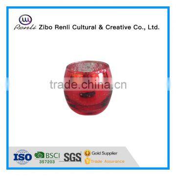 Mouth Blown Electroplated Round Glass Candle Holder for Dinner photo-2