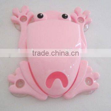 Frog shaped sucker type bathroom storage rack plastic toothbrush holder