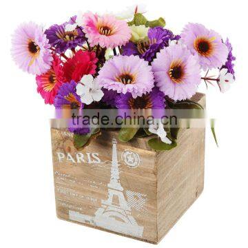 decorative Small Rustic Brown Wooden Flower Box 8x8x8cm