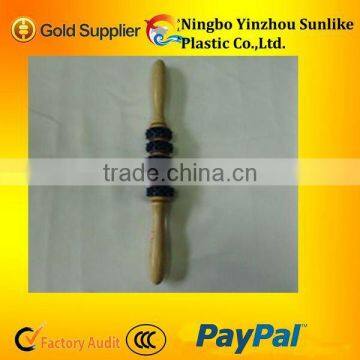 Wooden Massage Stick With Five Rubber Rollers