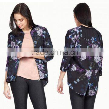 European Style Jacket Fashion Floral Print Ladies Woodland Bomber Zipper Round Collar Shift Wholesale Blank Coaches Jacket