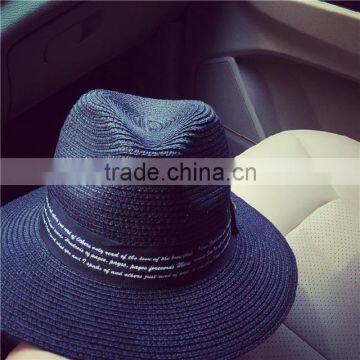Metal Standard British Wind Spring/summer Days Pure Color Printing Letters Straw Hat Female Temperament Sunshade Little Hat photo-5