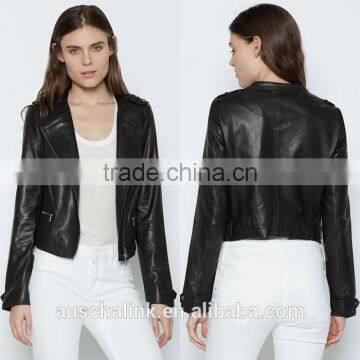 Latest Fashion Design Women Leather Jacket Customized 2016 photo-4