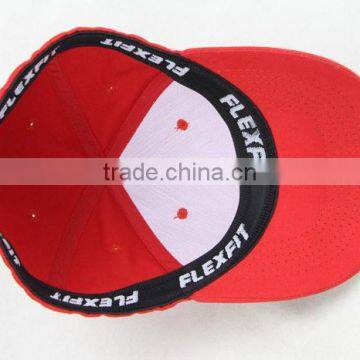 Red Cotton 6 Panel Unisex Custom Fitted Flex Fit/flexfit Baseball Caps and Hats Embroidered photo-5