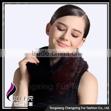 CX-S-103 Wholesale Ladies Scarf 100% Mink Fur Knitted Winter Scarf