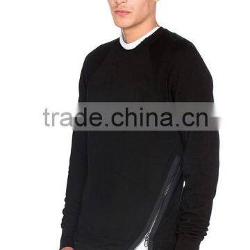 custom your own logo wholesale single side zipper crewneck sweatshirt for men