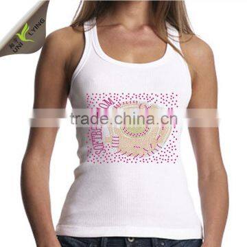 Lace Back White Tank Tops Ladies Rhinestone Tank Tops photo-6