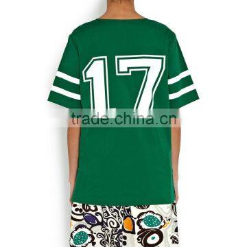 Fashion Girls Streetwear Green Long Printed Baseball Jersey Custom Made With High Quality Dry Fit Technical Performace Fabric photo-2