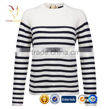 Women Black White Stripe Sweater Knitted Striped Sweater