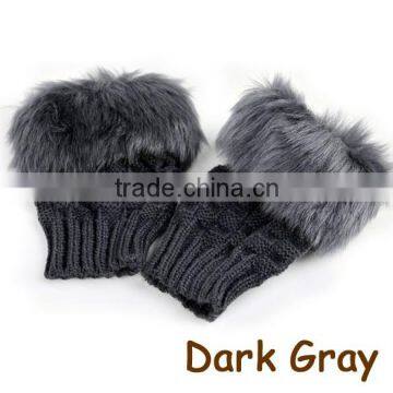 Gloves Arm Warmer Fingerless Gloves-Knitted Rabbit Fur Lined Leather Gloves 8226 photo-3