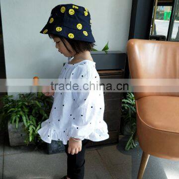 1-6 Years Wholesale 2017 Autumn Cotton Full Sleeves Dot Lotus Leaf Girls Blouses (pick Size Color) photo-3