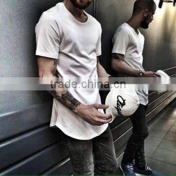 New Men 100 cotton plian long line t shirt HipHop Elongated Style Tee