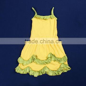 XF-217 wholesale summer baby girls party dress design yellow ruffle party dress