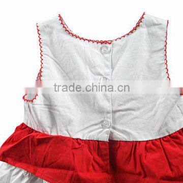 Latest Baby Cotton Frocks Designs Sleevess Tiered Bow Kids Dress
