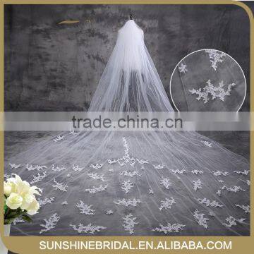 Bridal Accessories five Layer Bridal Veil White Ivory Flower Lace Appliqued Wedding Veils With Comb