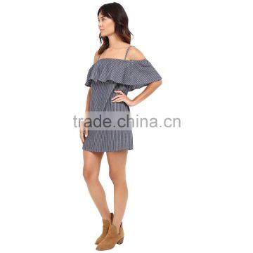 Summer Designer One Piece Ladies Casual Fashion Women Sleeveless Stripe Shirt Dress photo-4