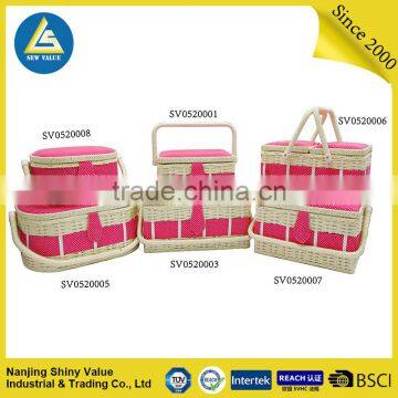 Knitted Type With Fabric Covering Oval Shape Sewing Basket photo-4