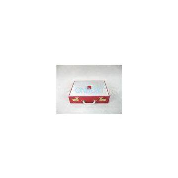 Wooden jewelry window display case with handle for jewelry set packaging and display