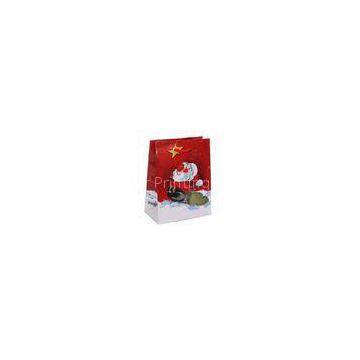 Art paper laminated print Coloured Paper Personalized Christmas Gift Bags With Handles