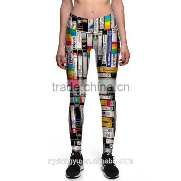 colorful book stripe joggingyoga legging capris/morning xg plus size fitness training athletic legging/ sports pants