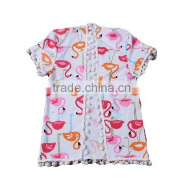 wholesale cotton knitted t-shirts fair colorful swan print kids cardigan short sleeve baby girl cardigan