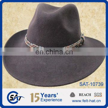 wholesale leather wool felt cowboy hat for travel, outdoor hat