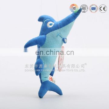 OEM custom plush blue flying shark animal toys stuffed