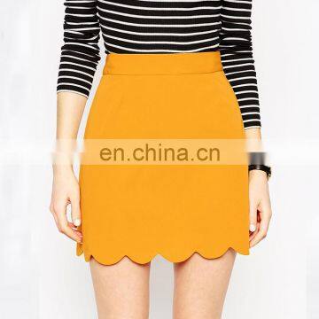100% Polyester Unlined Midi Elegant Yellow Sexy Girl Mini Skirt photo-3
