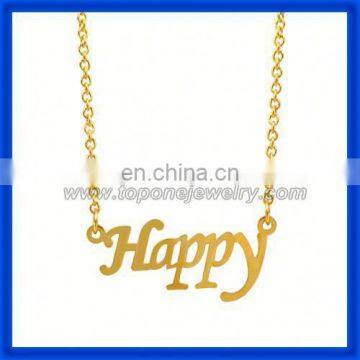 2014 alibaba wholesale happy letter personalized 14k gold my name necklace