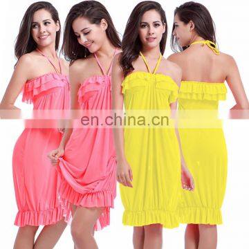 Mini Ruffles Flounced Stretch Mesh Casual Beach party dress