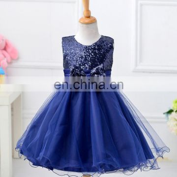 Blue Glitter Bow Party Dress