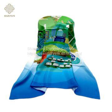 No MOQ 90X90cm Own Design Digital Printing Polyester neckerchief Silk Feel Square Women Scarf