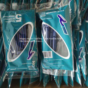 5PCS Per Bag Disposable Hotel Supplies Portable Disposable Razor Kit Rubber Handle Razor