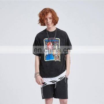 DiZNEW Wholesale Bulk High Quality Mens Hip Hop Acid Wash Oversize T-shirt photo-3