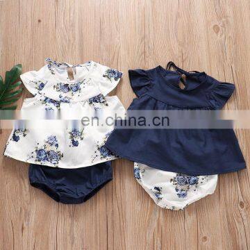 Drop Shipping 2pcs Set Infant Clothes Outfits Toddler Baby Girls Floral Tops Dress & Flower Harem Shorts Pants photo-3
