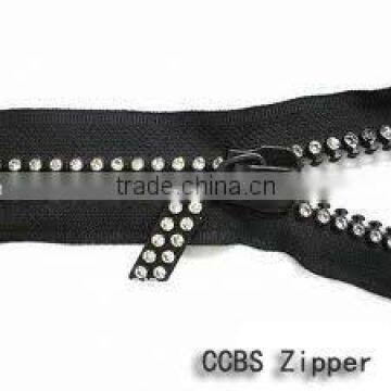 High Quality No.10 Fashion Rhienstone Plastic Zipper