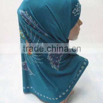 A487 Popular beaded 2pcs al amira two pieces hijab