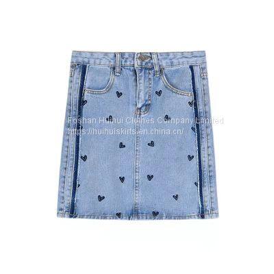 Women's split high waist denim skirt summer a-bag hip short skirt