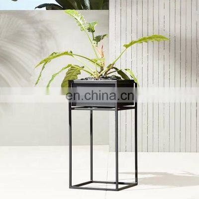 cheap garden ceramic flower pots with iron stand planter for plants