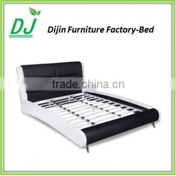 Black And White PVC Double Leather Bed For Bedroom White Black Leather Bed