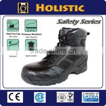 6 inches black leather tactical army boot