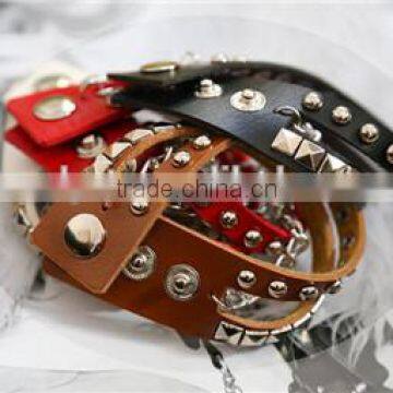 New Style Broader Real Leather Steampunk Decorative Studs Rivet Men Bracelets for Couples photo-5