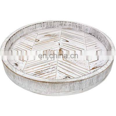 Farmhouse White Lazy Susan Round Tray Vintage Style Turntable Cabinet Organizer photo-3