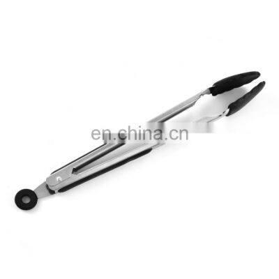 With silicone head, used for cooking barbecue grill and salad USSE silicone tongs stainless steel kitchen tongs